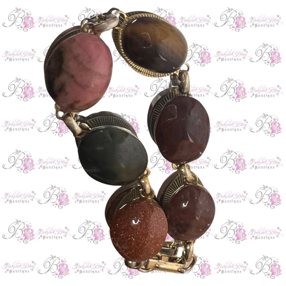 1940s scarab bracelet EGYPTIAN STYLE real gem stone healing crystals rare - Picture 6 of 12